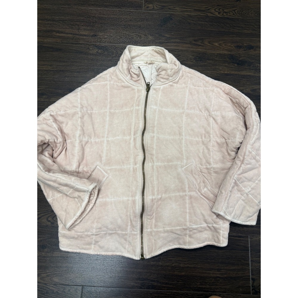POL Clothing Cream Quilted Full-Zip Bomber Jacket‎ - Size Small